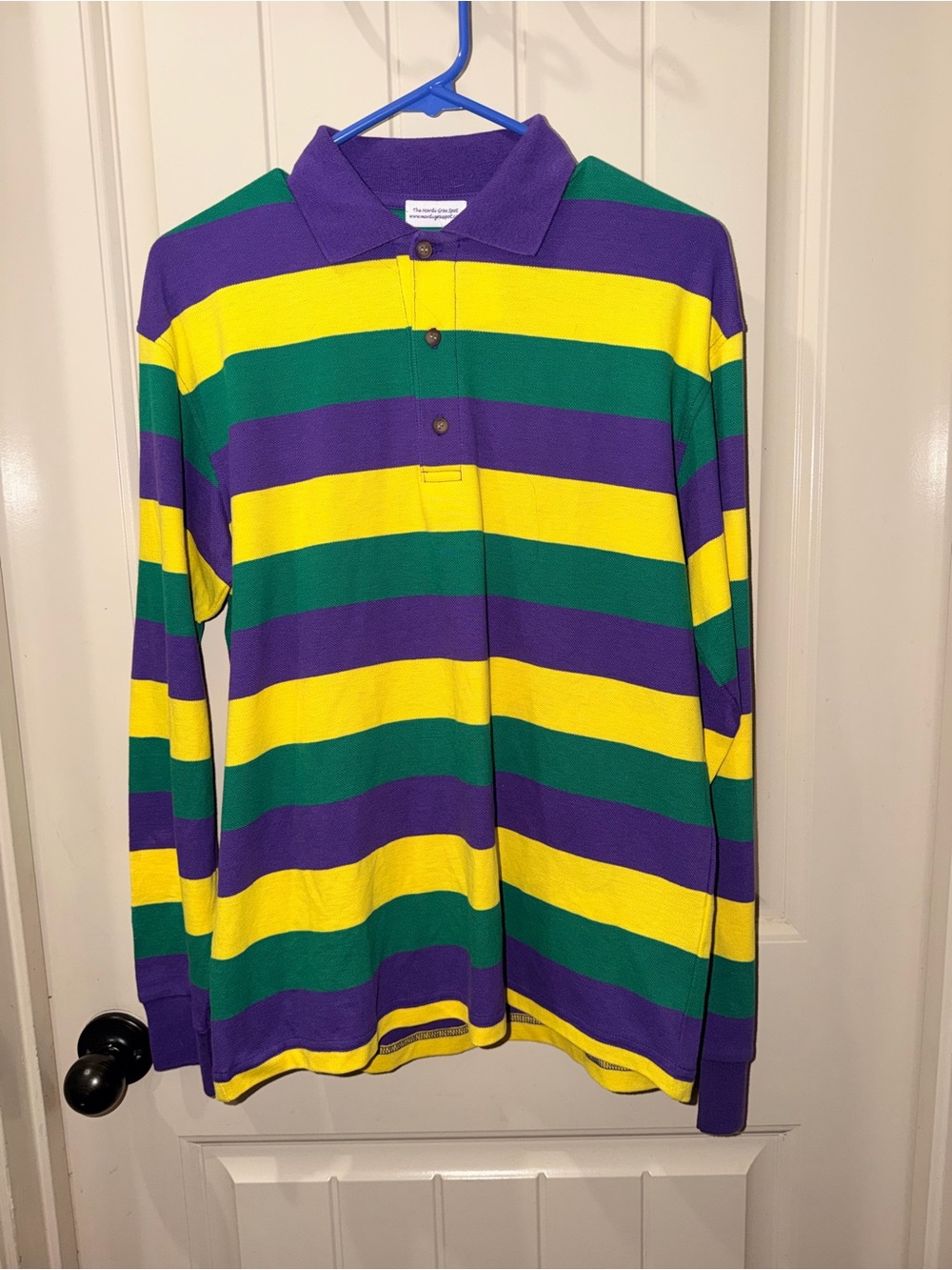 Mardi Gras Polo in Purple, Yellow, Green